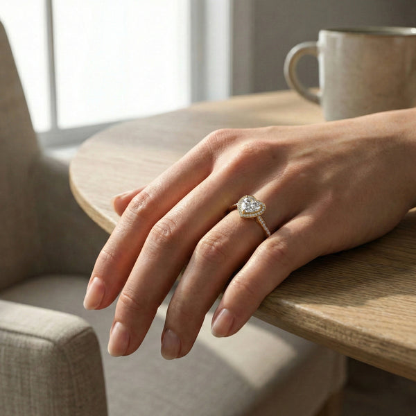 Blushing Heart - Pure Gold Lab Diamond Solitaire Ring