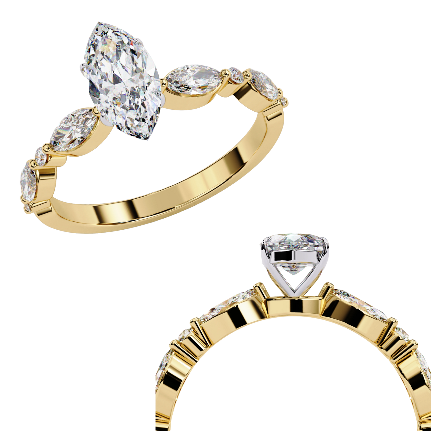 Marq Cascade - Pure Gold Lab Diamond Solitaire Ring