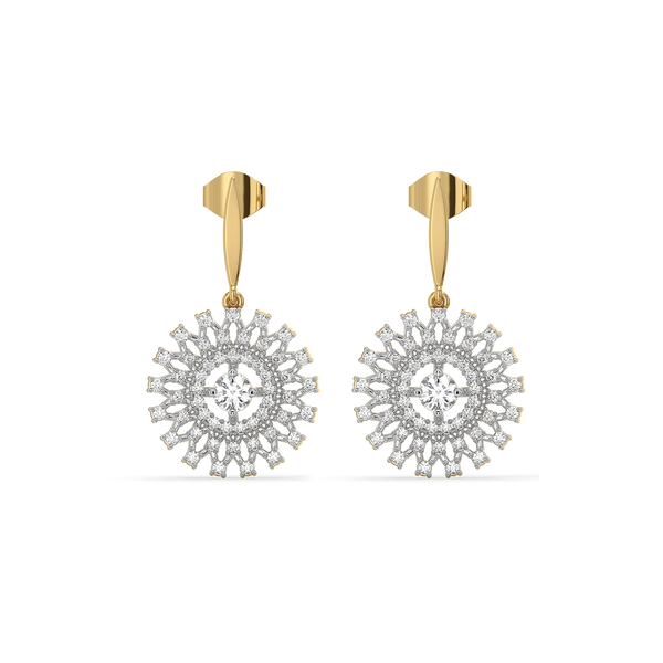 Lukson Moonlace Majesty Pure Gold Lab Diamond Solitaire Earrings