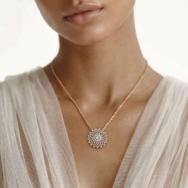 Moonlace Majesty - Pure Gold Lab Diamond Solitaire Necklace
