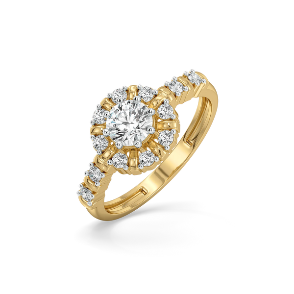 Lukson Encircled Solitaire Pure Gold Lab Grown Diamond Ring