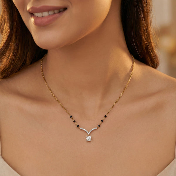 Wedding Vows - Pure Gold Lab Diamond Mangalsutra Necklace - Lukson