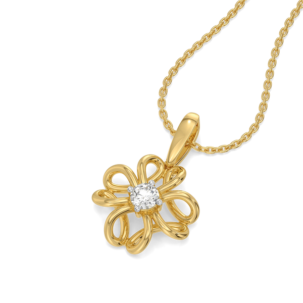 Floral Loop -Pure Gold Lab Diamond Pendant