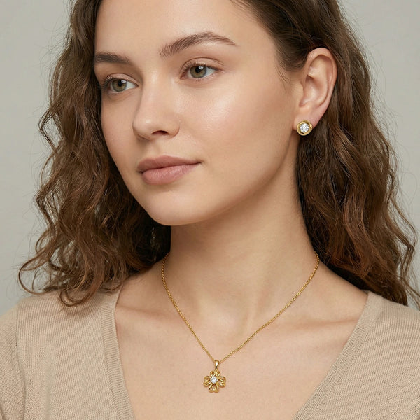 Floral Loop -Pure Gold Lab Diamond Pendant