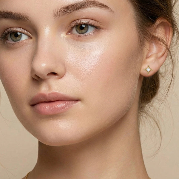 Polaris Compass - Pure Gold Lab Diamond Earrings