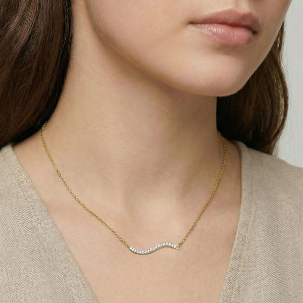 Ethereal Curve - Pure Gold Lab Diamond Necklace