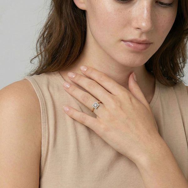 Framed Brilliance - Pure Gold Lab Diamond Solitaire Ring