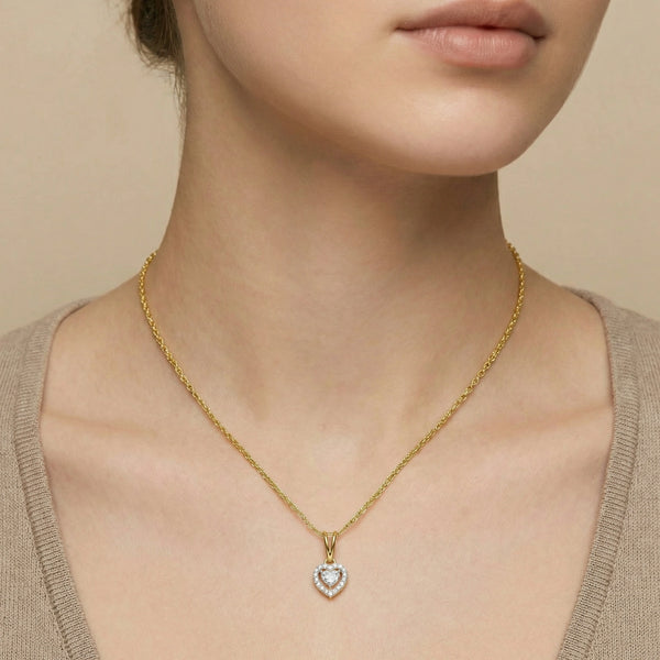 Devotion Heart Halo - Pure Gold Lab Diamond Pendant