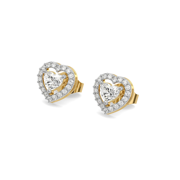 Devotion Heart Halo - Pure Gold Lab Diamond Solitaire Earrings