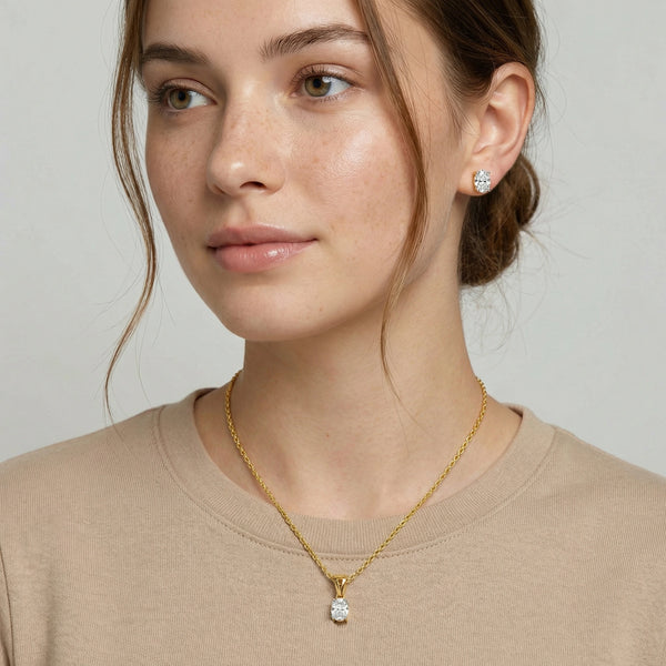 Aura Oval Solitaire - Pure Gold Lab Diamond Pendant