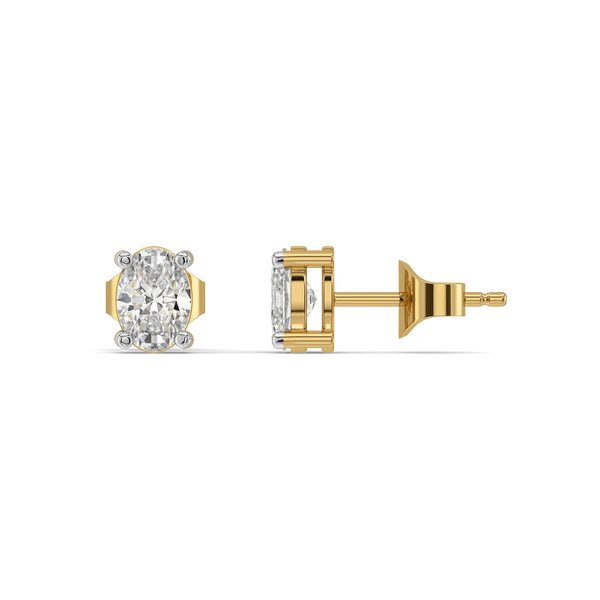 Aura Oval Solitaire - Pure Gold Lab Diamond Earrings