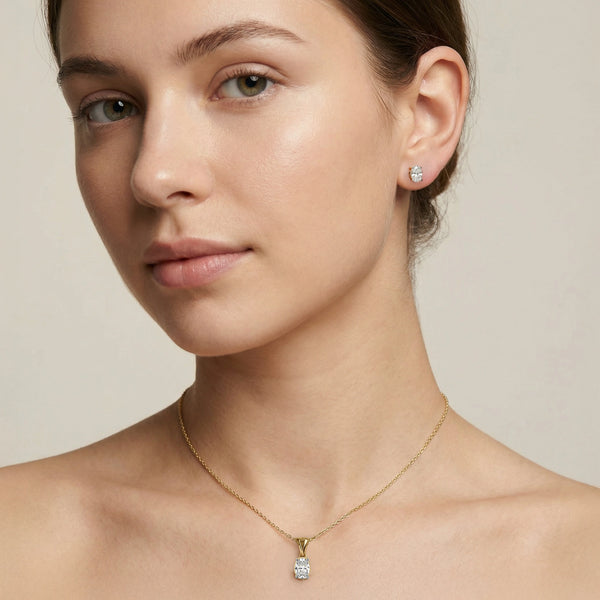 Aura Oval Solitaire - Pure Gold Lab Diamond Earrings