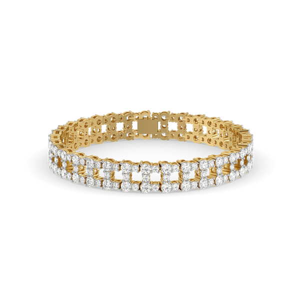 Open Mesh Pure Gold Lab Diamond Tennis Bracelet - Front view
