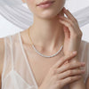 Open Mesh Pure Gold Lab Diamond Necklace - wearing by woman
