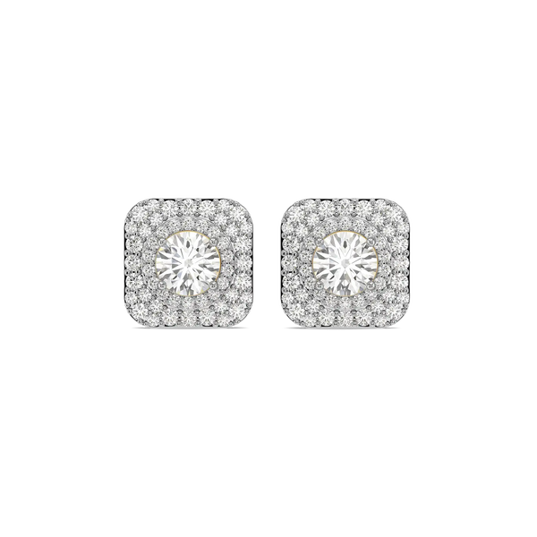 Double-Halo - Pure Gold Lab Diamond Stud Earrings