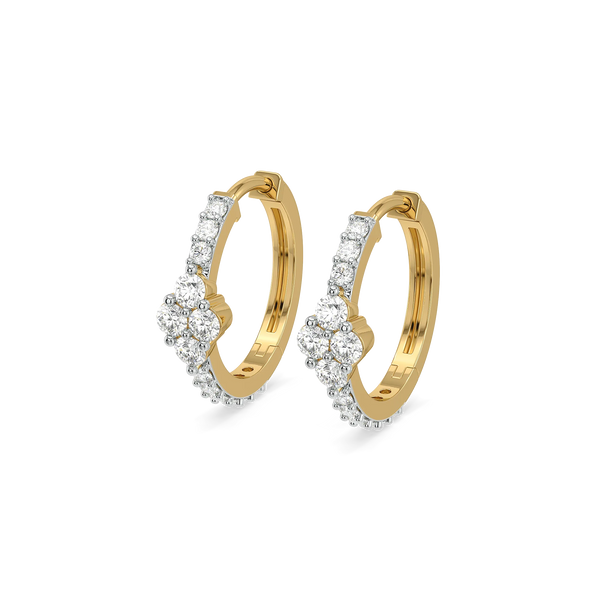 Delicate Clover - Pure Gold Lab Diamond Huggies