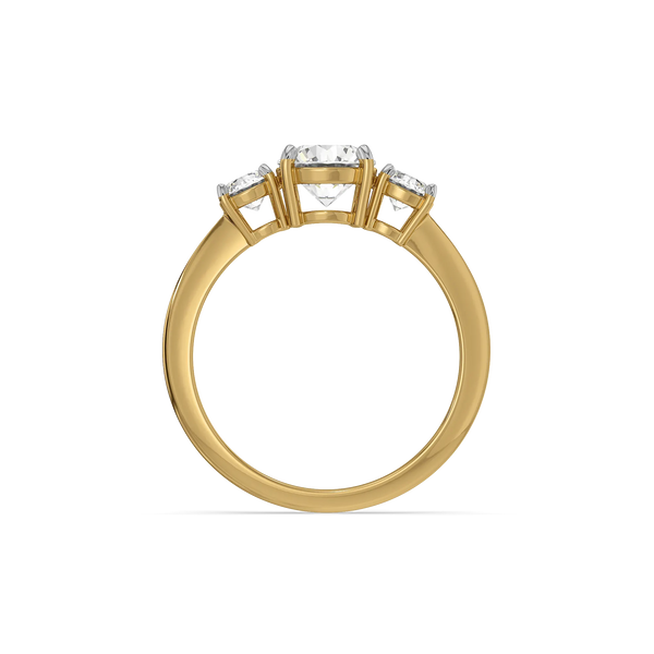 Purist Round Trio - Pure Gold Lab Diamond Three Stone Ring