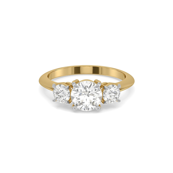 Purist Round Trio - Pure Gold Lab Diamond Three Stone Ring
