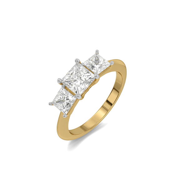 Princess Trilogy - Pure Gold Lab Diamond Three Stone Ring