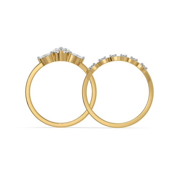 Golden Arch Marquise - Pure Gold Lab Diamond Bridal Ring Set