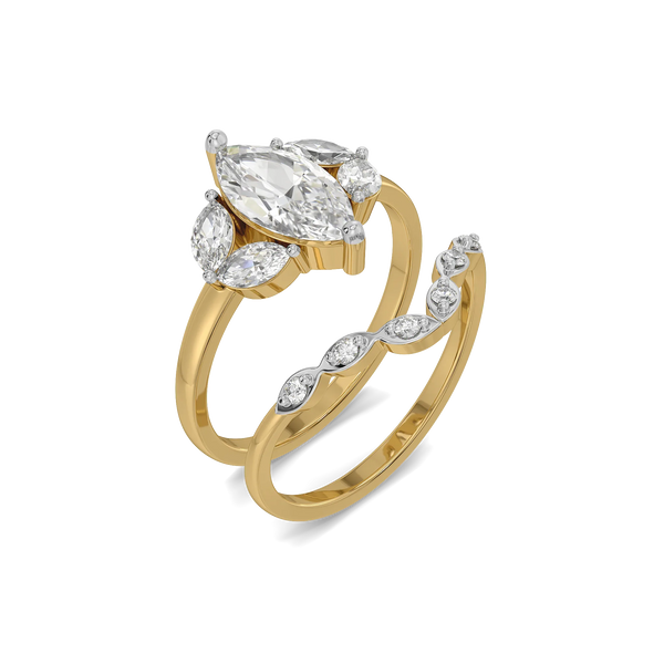 Golden Arch Marquise - Pure Gold Lab Diamond Bridal Ring Set
