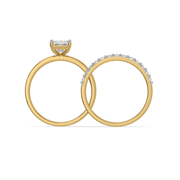 Signature Emerald - Pure Gold Lab Diamond Bridal Ring Set