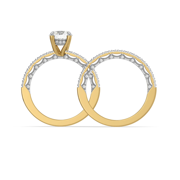 Timeless Round - Pure Gold Lab Diamond Bridal Ring Set