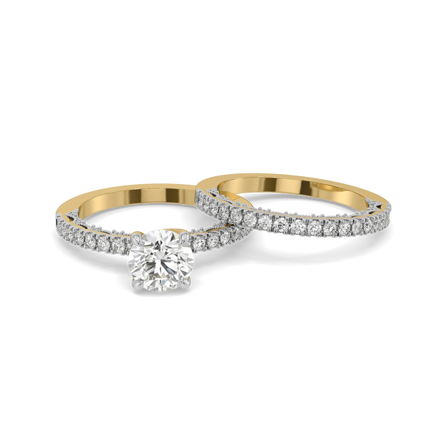 Timeless Round - Pure Gold Lab Diamond Bridal Ring Set