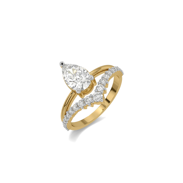 Crowned Pear - Pure Gold Lab Diamond Engagement Ring