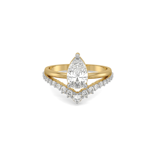 Crowned Pear - Pure Gold Lab Diamond Engagement Ring