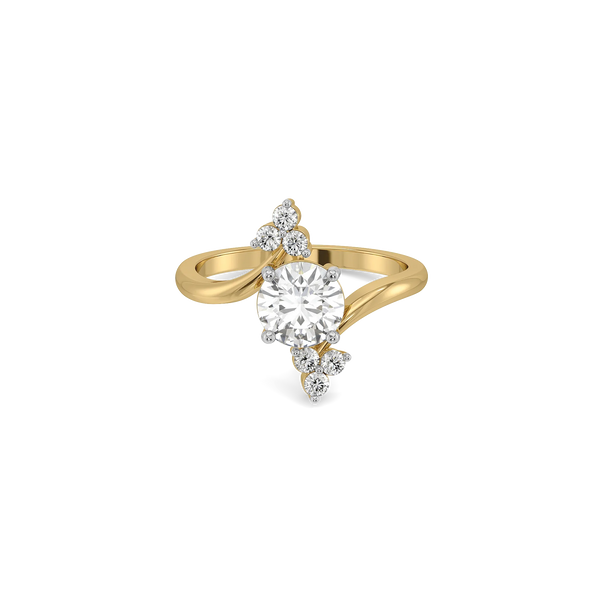 Asymmetrical Starlight - Pure Gold Lab Diamond Solitaire Ring