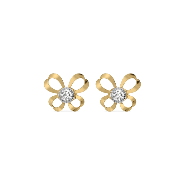 Organza Butterfly Lab Diamond Grown Earrings - Front view