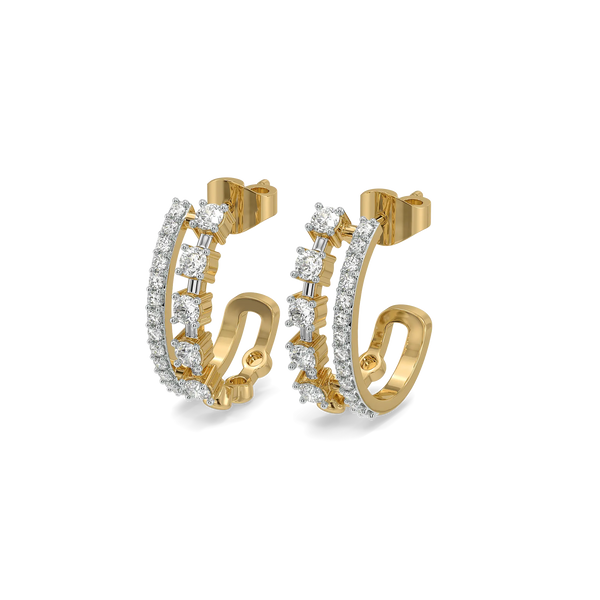 Side-by-Side Lab Diamond Hoop Earrings - Perspective View