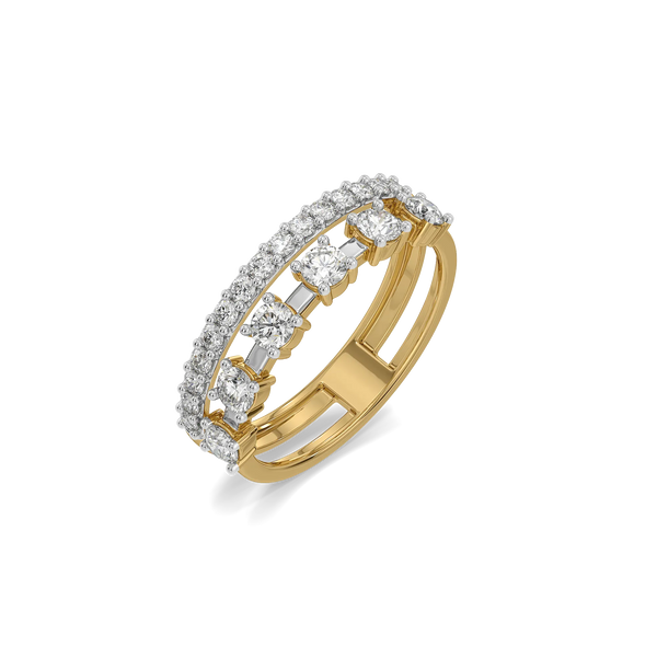 Side-by-Side Pure Gold Lab Grown Diamond Band Ring