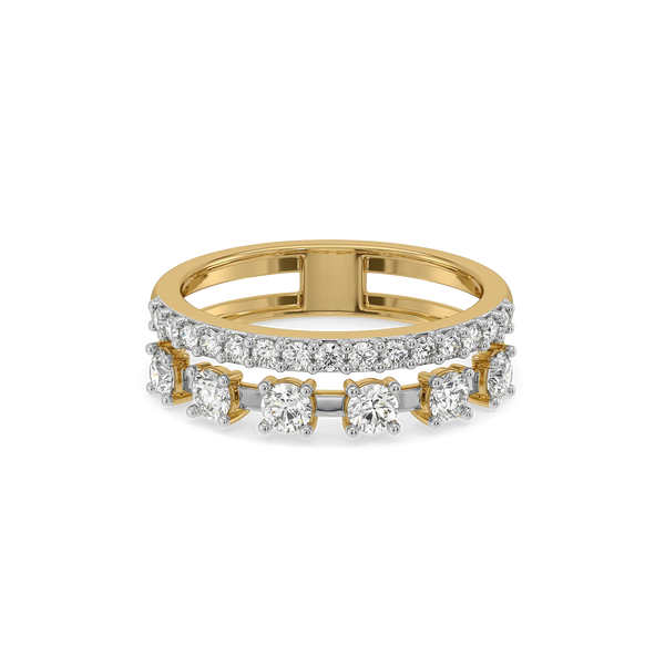Side-by-Side Pure Gold Lab Grown Diamond Band Ring