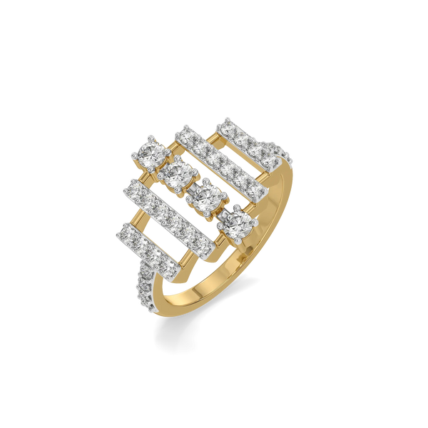 Parallel Steps Lab Grown Diamond Cocktail Ring - Perspective View