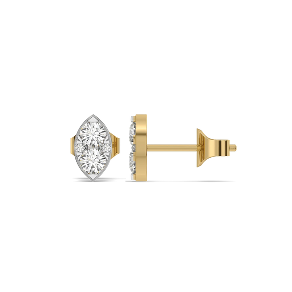 Twin Leaf Pure Gold Lab Grown Diamond Stud Earrings