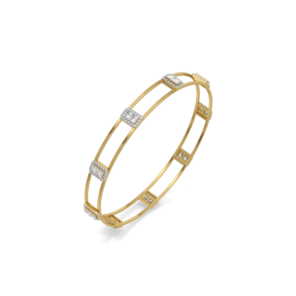 Art Deco Pure Gold Lab Grown Diamond Bangle
