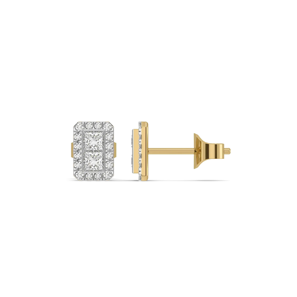 Art Deco Pure Gold Lab Grown Diamond Stud Earrings