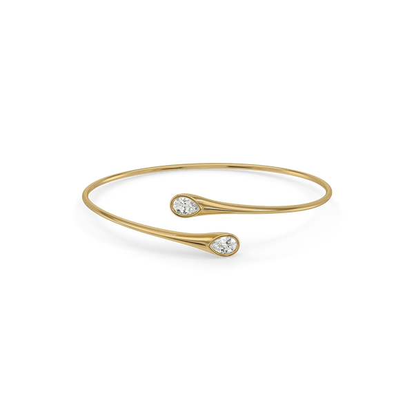 Fluid Pear Pure Gold Lab Grown Diamond Bangle