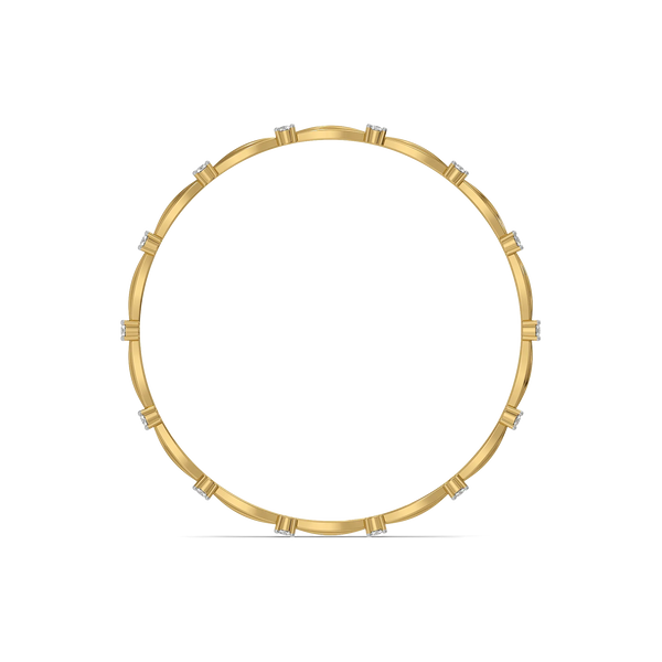 Sculpted Solitaire Pure Gold Lab Grown Diamond Bangle