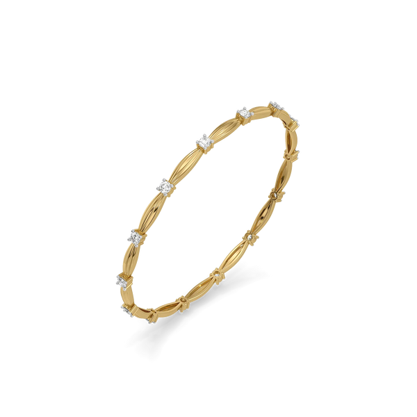 Sculpted Solitaire Pure Gold Lab Grown Diamond Bangle