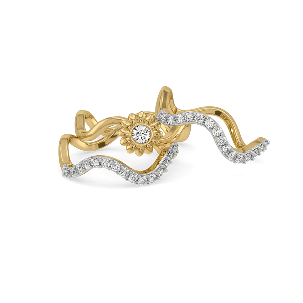 Bloom Stack Pure Gold Lab Diamond Ring Set - front View