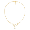 Double Drop Pure Gold Lab Diamond Layered Necklace- Full View