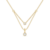 Double Drop Pure Gold Lab Diamond Layered Necklace - Front View