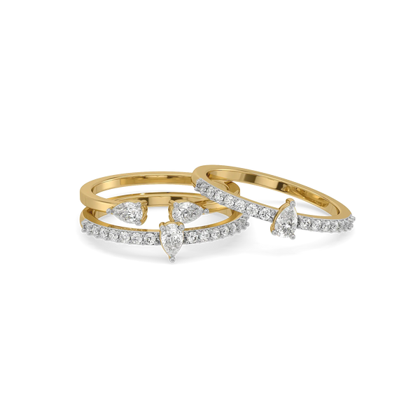 Marquise Stack Lab Diamond Stack Ring Set - Front View