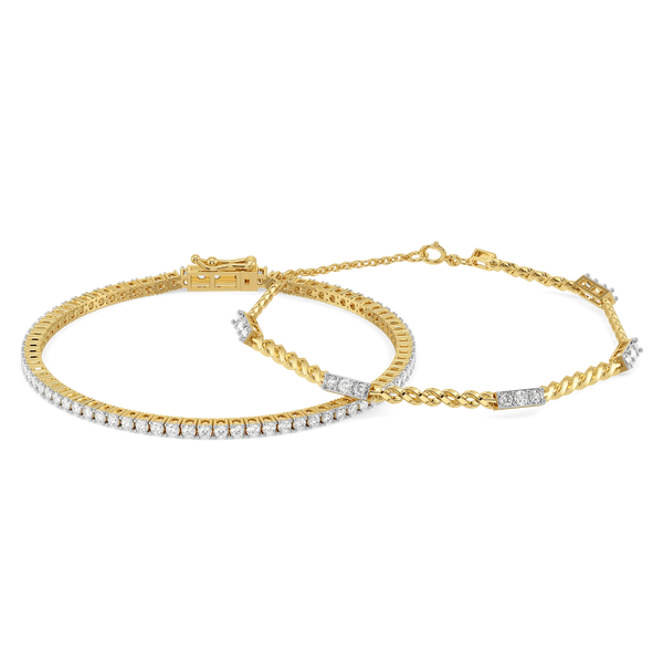 Wrist Stack - Pure Gold Lab Diamond Bracelet Set