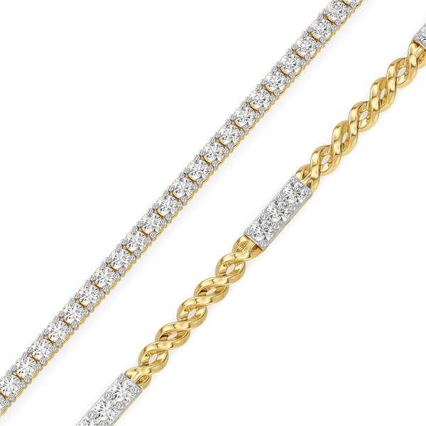 Wrist Stack - Pure Gold Lab Diamond Bracelet Set