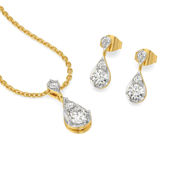 Teardrop Trio - Pure Gold Lab Diamond Pendant and Drop Earrings Set