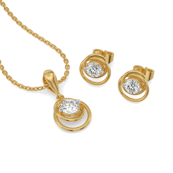Infinity Loop Set Lab Diamond Pendant and Earrings Set